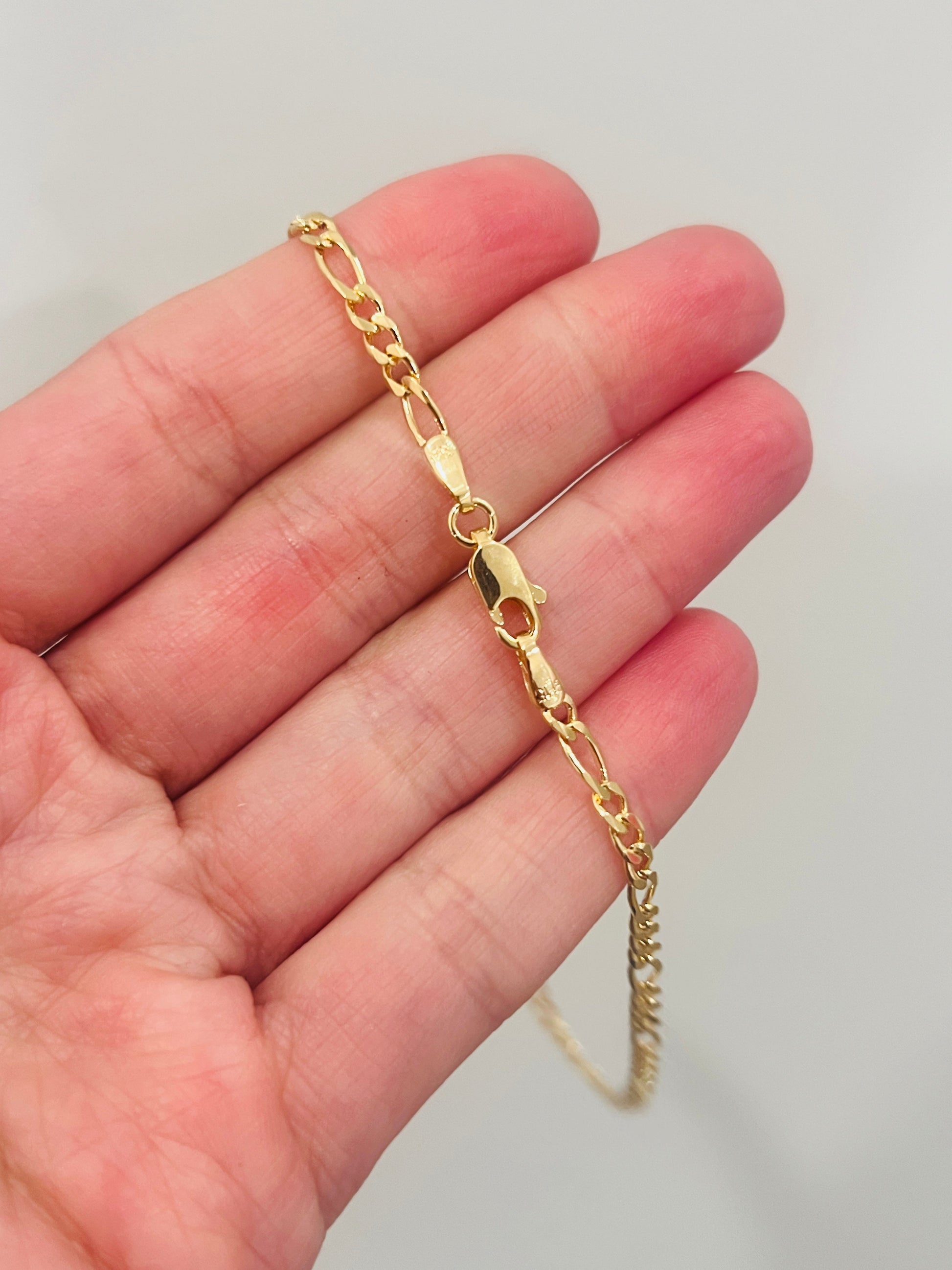 18KT Gold Filled Anklets, Gold Filled 3mm Figaro Anklet | Classic Dainty Chain for Everyday Wear by HAUS OF MONOGRAM