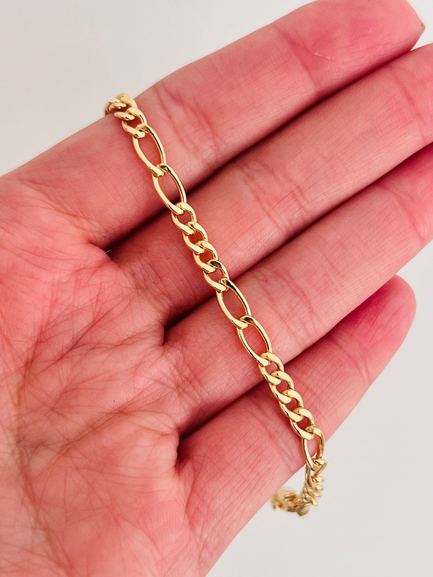18KT Gold Filled Bracelets, Gold Filled 3mm Figaro Bracelet | Classic Bold Chain for Layering by HAUS OF MONOGRAM