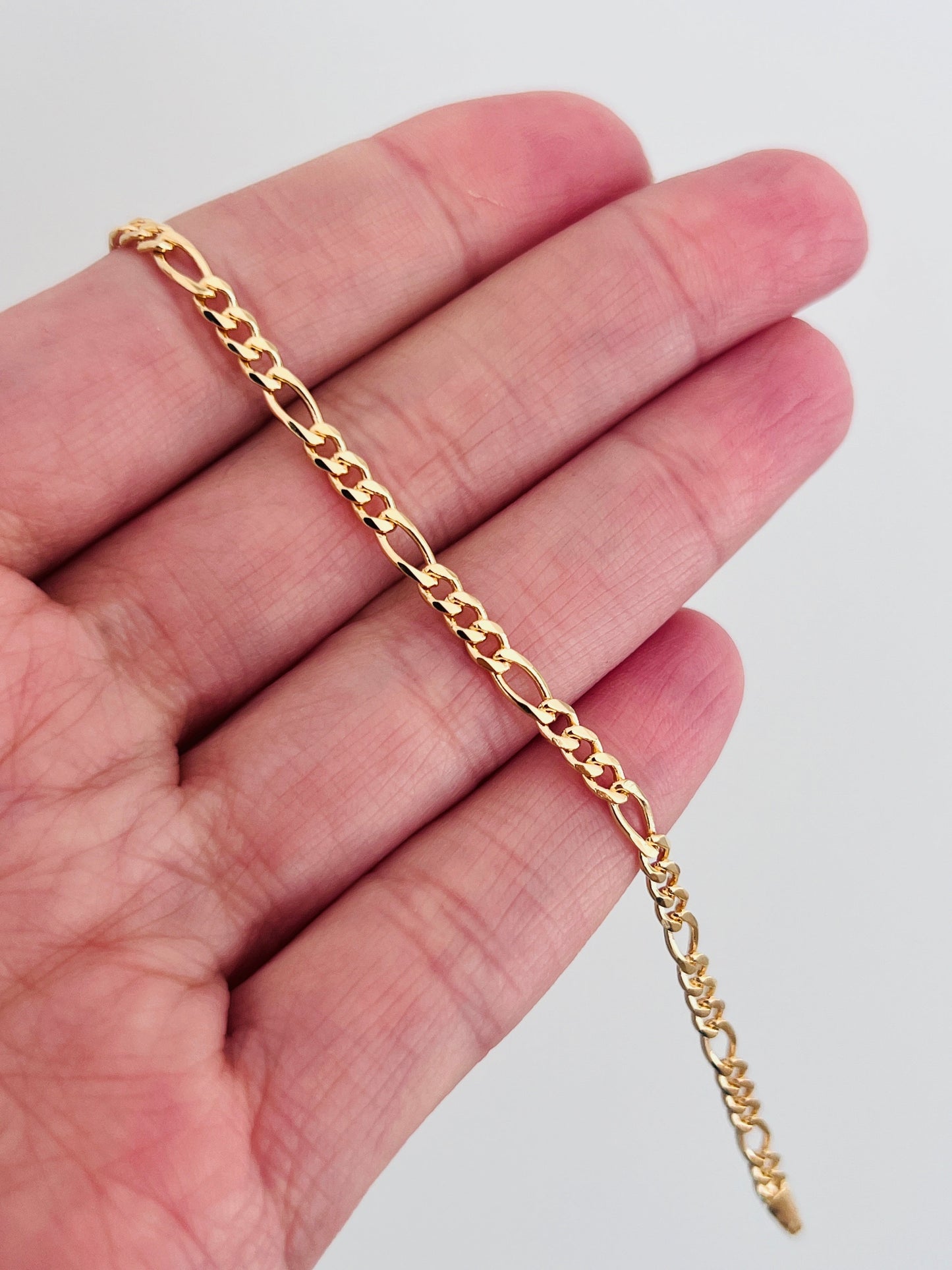 18KT Gold Filled Bracelets, Gold Filled 3mm Figaro Bracelet | Sleek Chain for Everyday Luxe by HAUS OF MONOGRAM