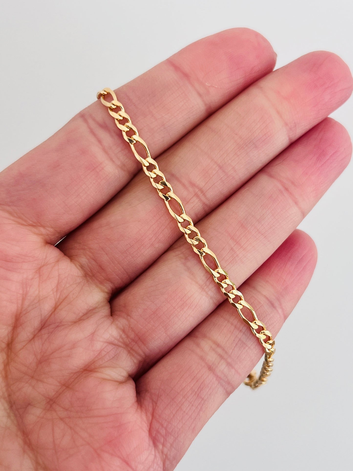 18KT Gold Filled Bracelets, Gold Filled 3mm Figaro Bracelet | Sleek Chain for Everyday Luxe by HAUS OF MONOGRAM