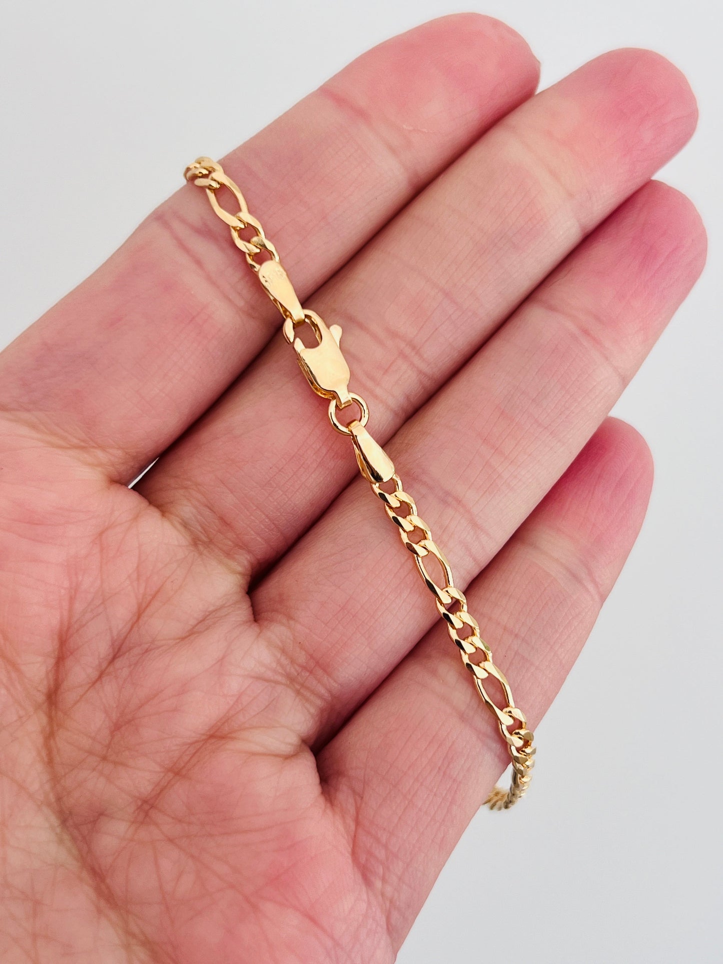 18KT Gold Filled Bracelets, Gold Filled 3mm Figaro Bracelet | Sleek Chain for Everyday Luxe by HAUS OF MONOGRAM