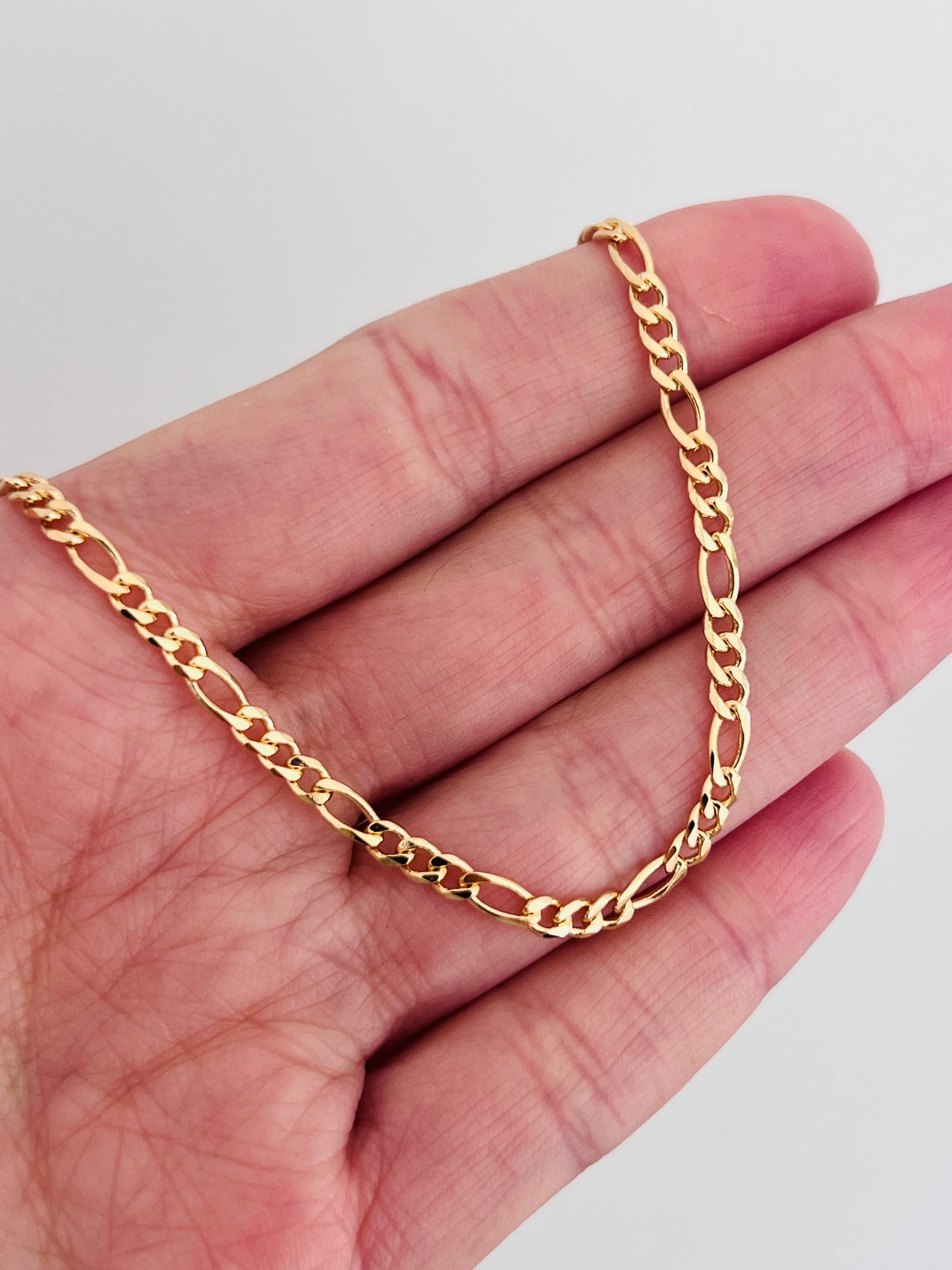 18KT Gold Filled Bracelets, Gold Filled 3mm Figaro Bracelet | Sleek Chain for Everyday Luxe by HAUS OF MONOGRAM