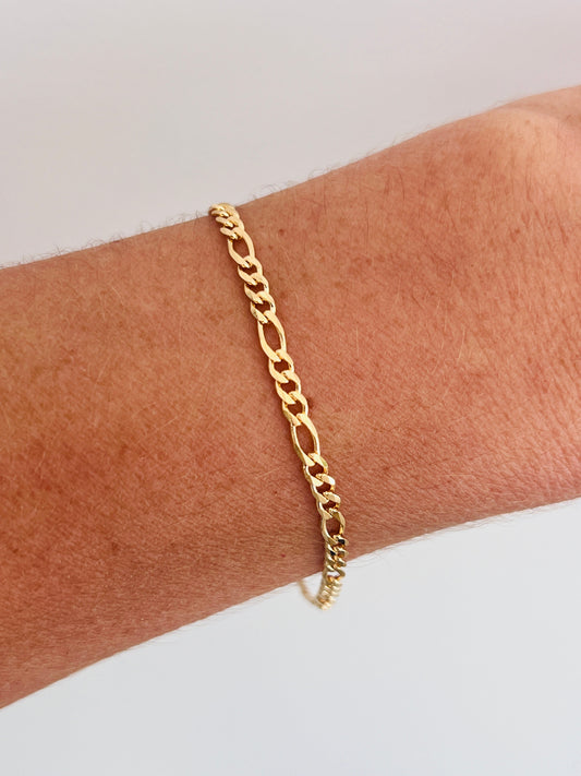18KT Gold Filled Bracelets, Gold Filled 3mm Figaro Bracelet | Sleek Chain for Everyday Luxe by HAUS OF MONOGRAM