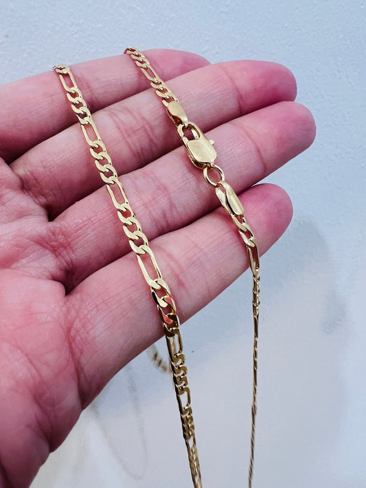 18KT Gold Filled Men's Chains, Gold Filled 3mm Figaro Chain | Classic Unisex Gold Necklace by HAUS OF MONOGRAM