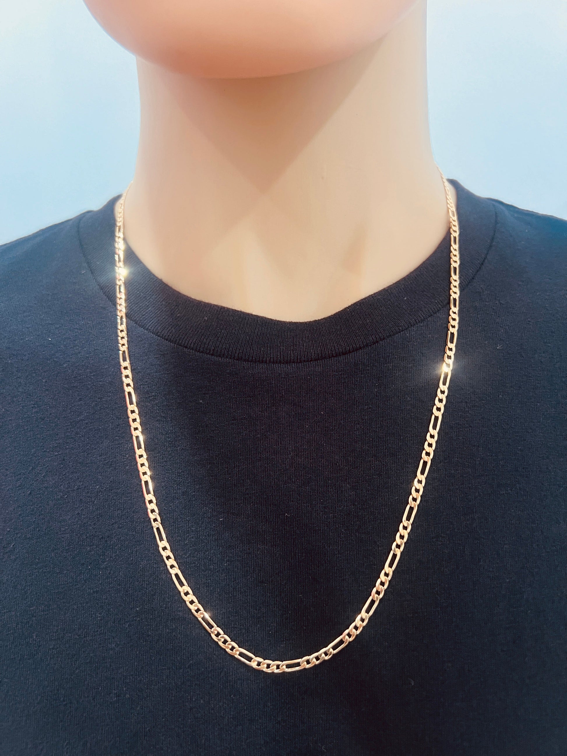 Gold Filled 3mm Figaro Chain | Classic Unisex Gold Necklace by HAUS OF MONOGRAM