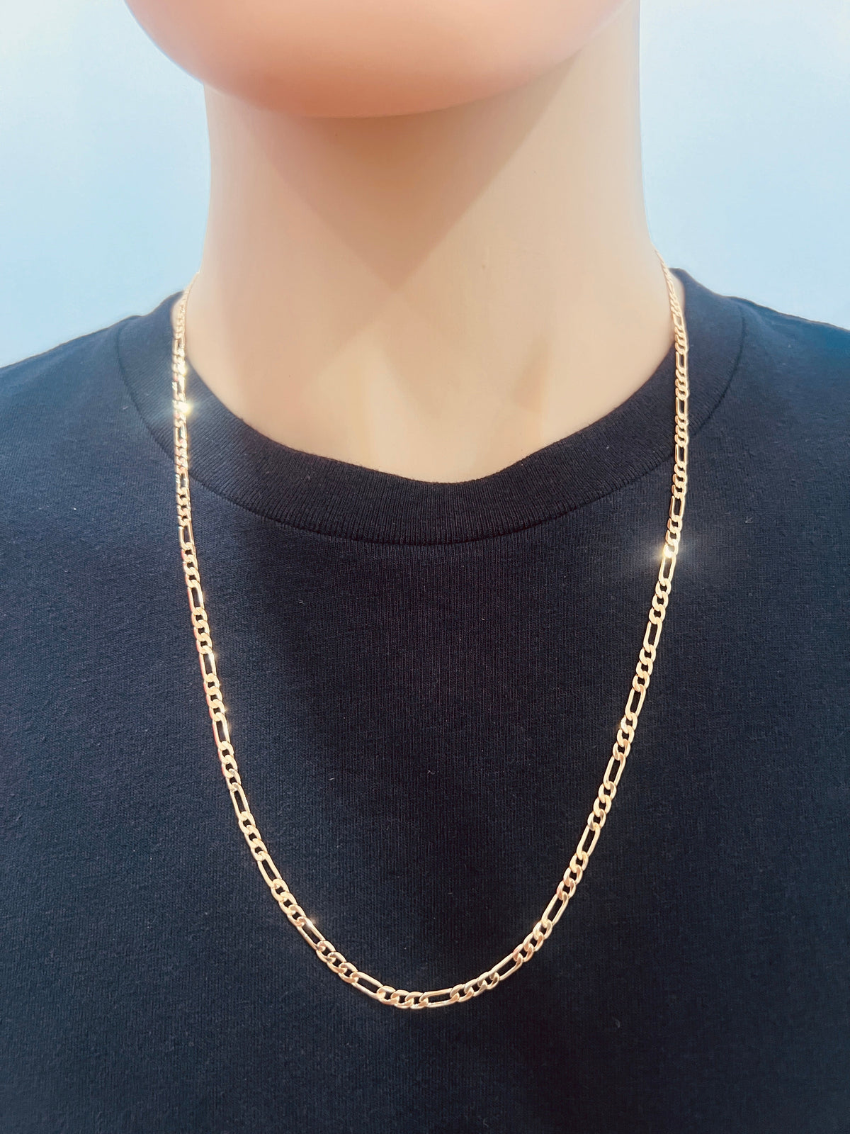 18KT Gold Filled Men's Chains, Gold Filled 3mm Figaro Chain | Classic Unisex Gold Necklace by HAUS OF MONOGRAM