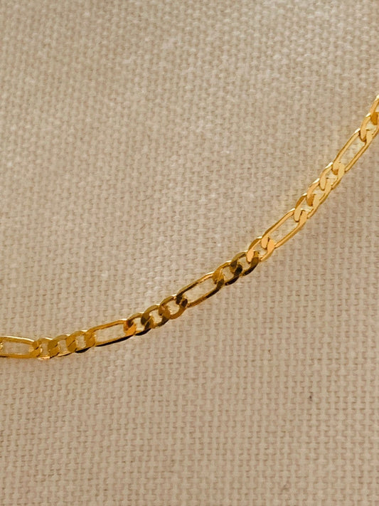 18KT Gold Filled Anklets, Gold Filled 3mm Flat Figaro Anklet | Sleek Everyday Foot Chain by HAUS OF MONOGRAM