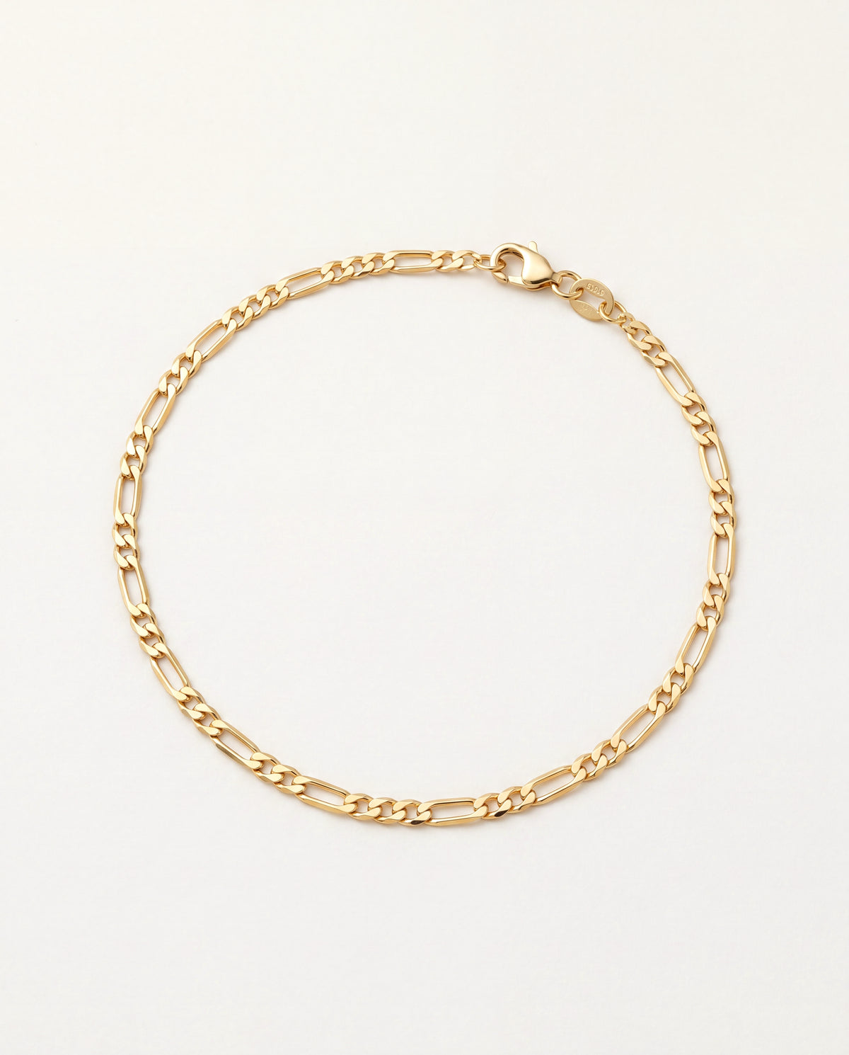 18KT Gold Filled Anklets, Gold Filled 3mm Flat Figaro Anklet | Sleek Everyday Foot Chain by HAUS OF MONOGRAM