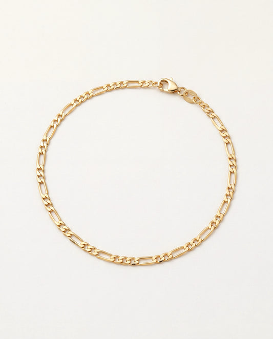18KT Gold Filled Anklets, Gold Filled 3mm Flat Figaro Anklet | Sleek Everyday Foot Chain by HAUS OF MONOGRAM