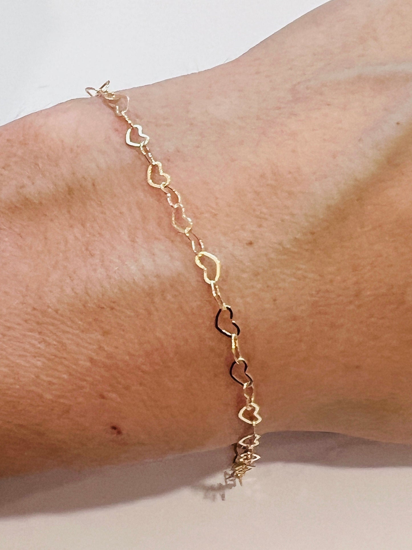18KT Gold Filled Bracelets, Gold Filled 3mm Heart Bracelet | Playful Romance Meets Everyday Shine by HAUS OF MONOGRAM