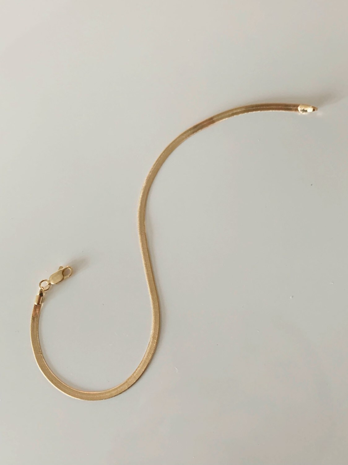 18KT Gold Filled Anklets, Gold Filled 3mm Herringbone Anklet | Sleek Flat Chain Shine by HAUS OF MONOGRAM