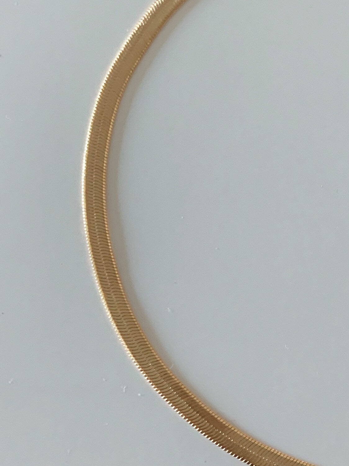 18KT Gold Filled Anklets, Gold Filled 3mm Herringbone Anklet | Sleek Flat Chain Shine by HAUS OF MONOGRAM