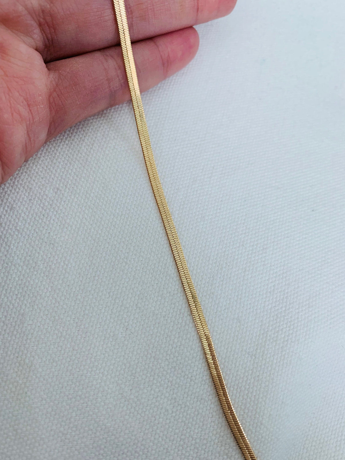18KT Gold Filled Anklets, Gold Filled 3mm Herringbone Anklet | Sleek Flat Chain Shine by HAUS OF MONOGRAM