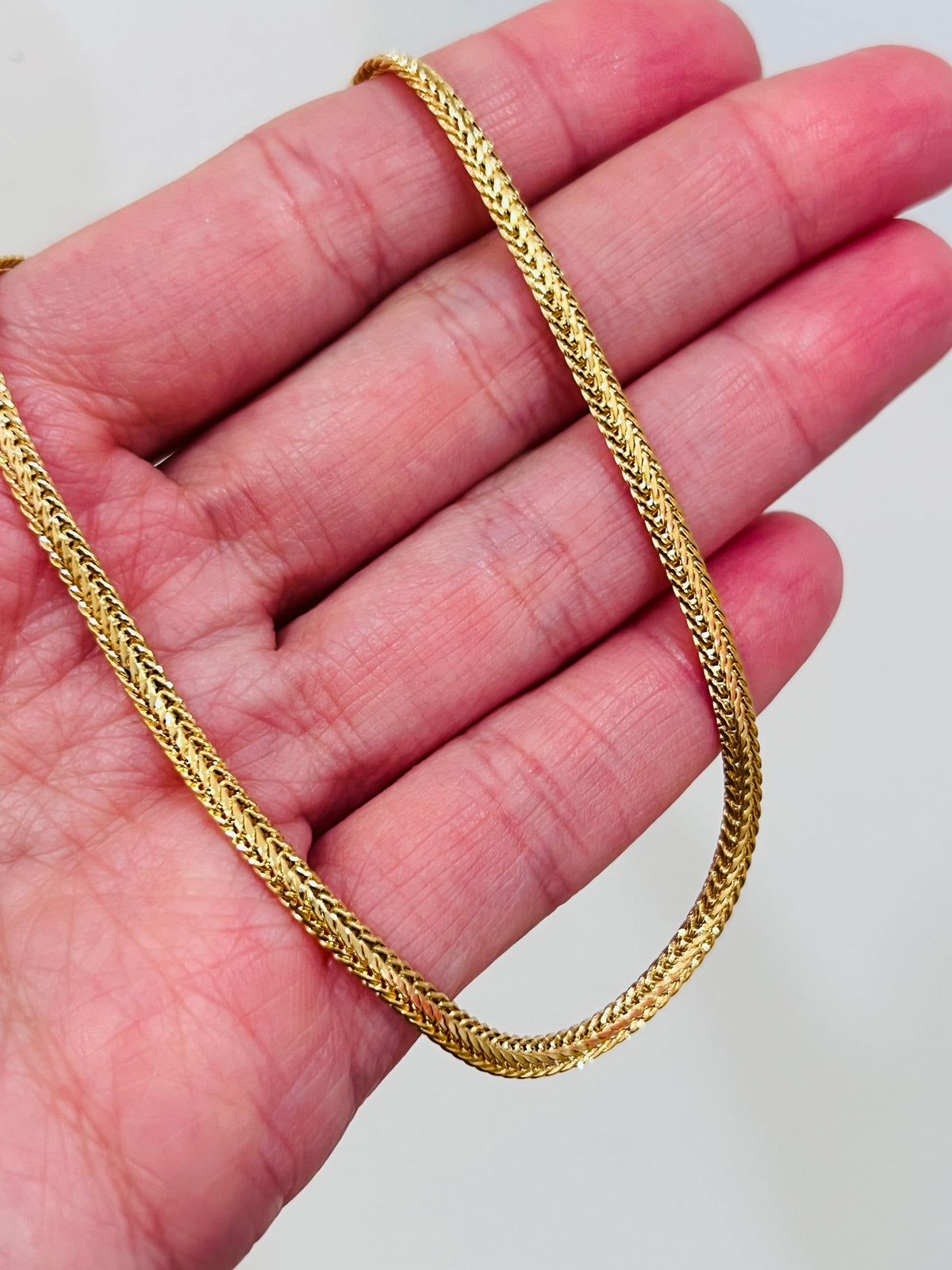 18KT Gold Filled Anklets, Gold Filled 3mm Herringbone Anklet | Textured Gold Chain by HAUS OF MONOGRAM