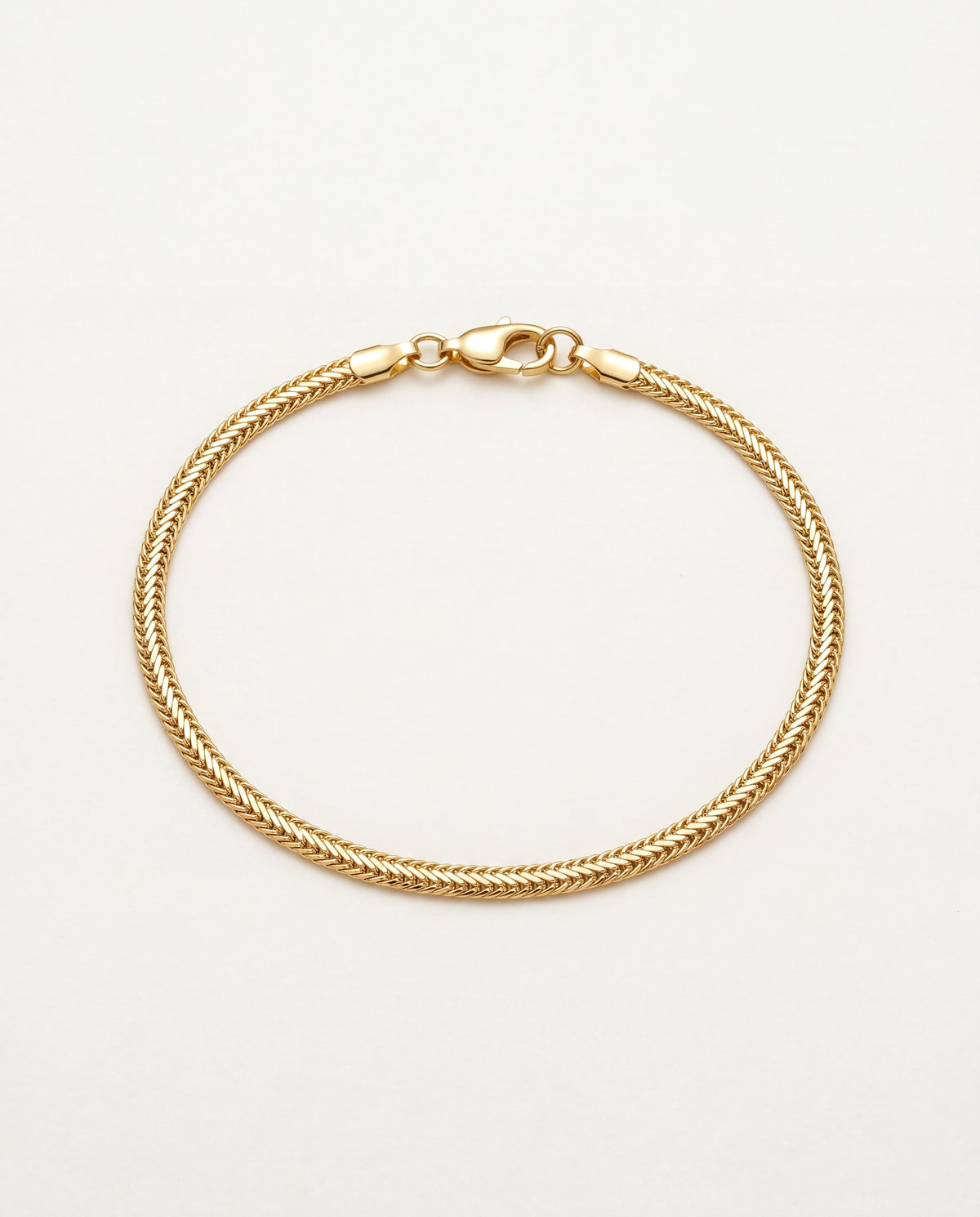 18KT Gold Filled Anklets, Gold Filled 3mm Herringbone Anklet | Textured Gold Chain by HAUS OF MONOGRAM
