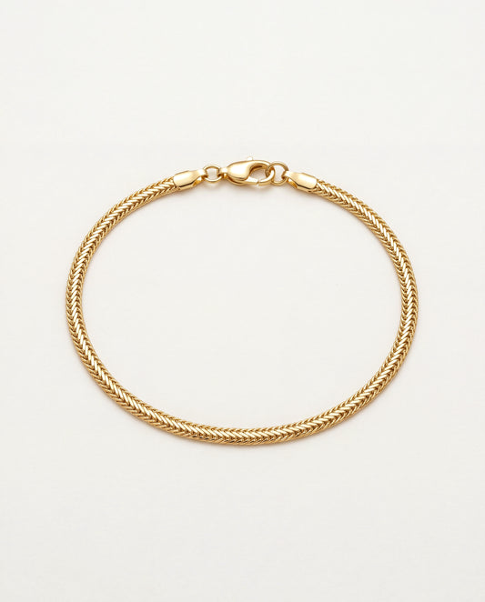 18KT Gold Filled Anklets, Gold Filled 3mm Herringbone Anklet | Textured Gold Chain by HAUS OF MONOGRAM
