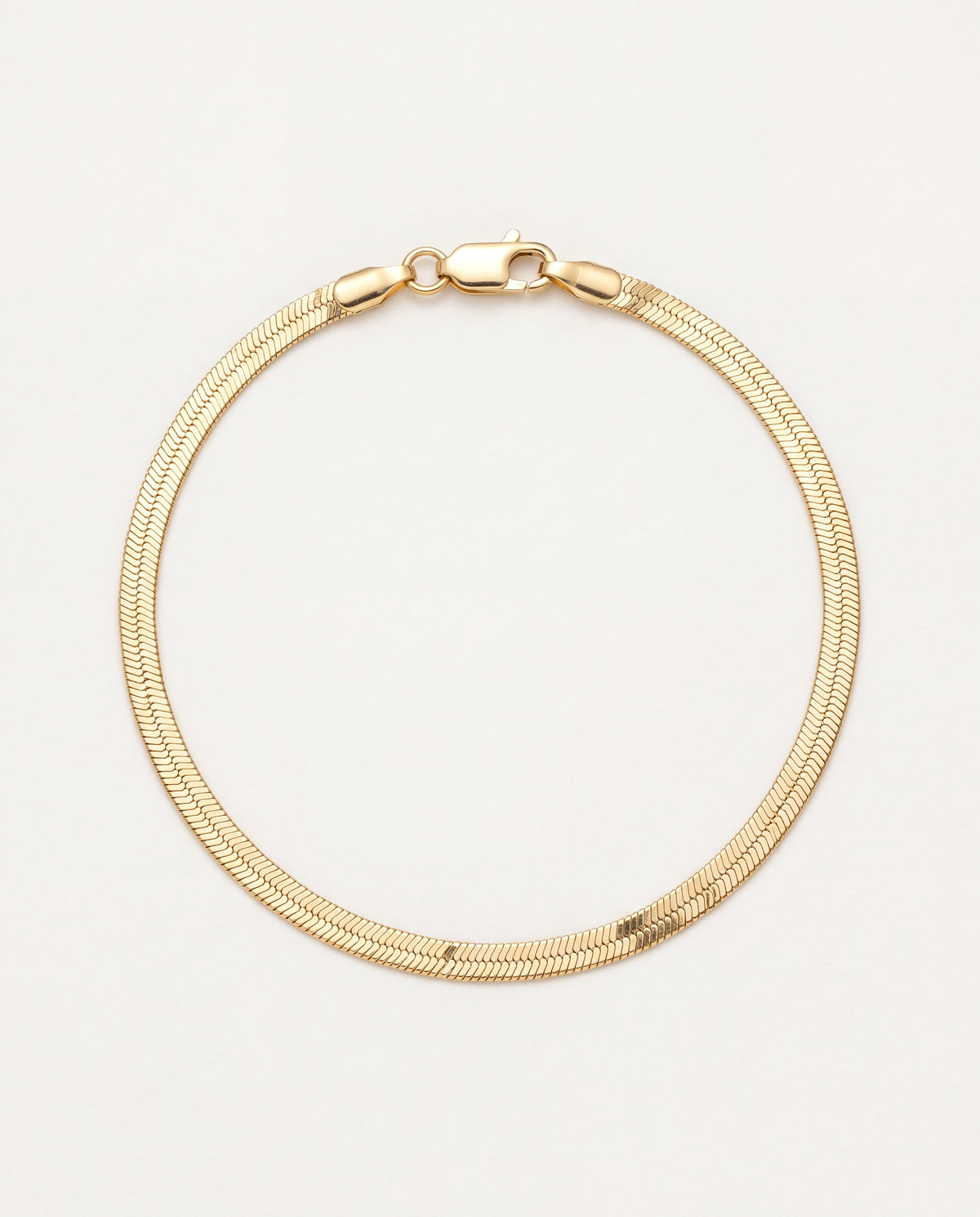 18KT Gold Filled Bracelets, Gold Filled 3mm Herringbone Bracelet | Sleek Flat Chain Statement by HAUS OF MONOGRAM