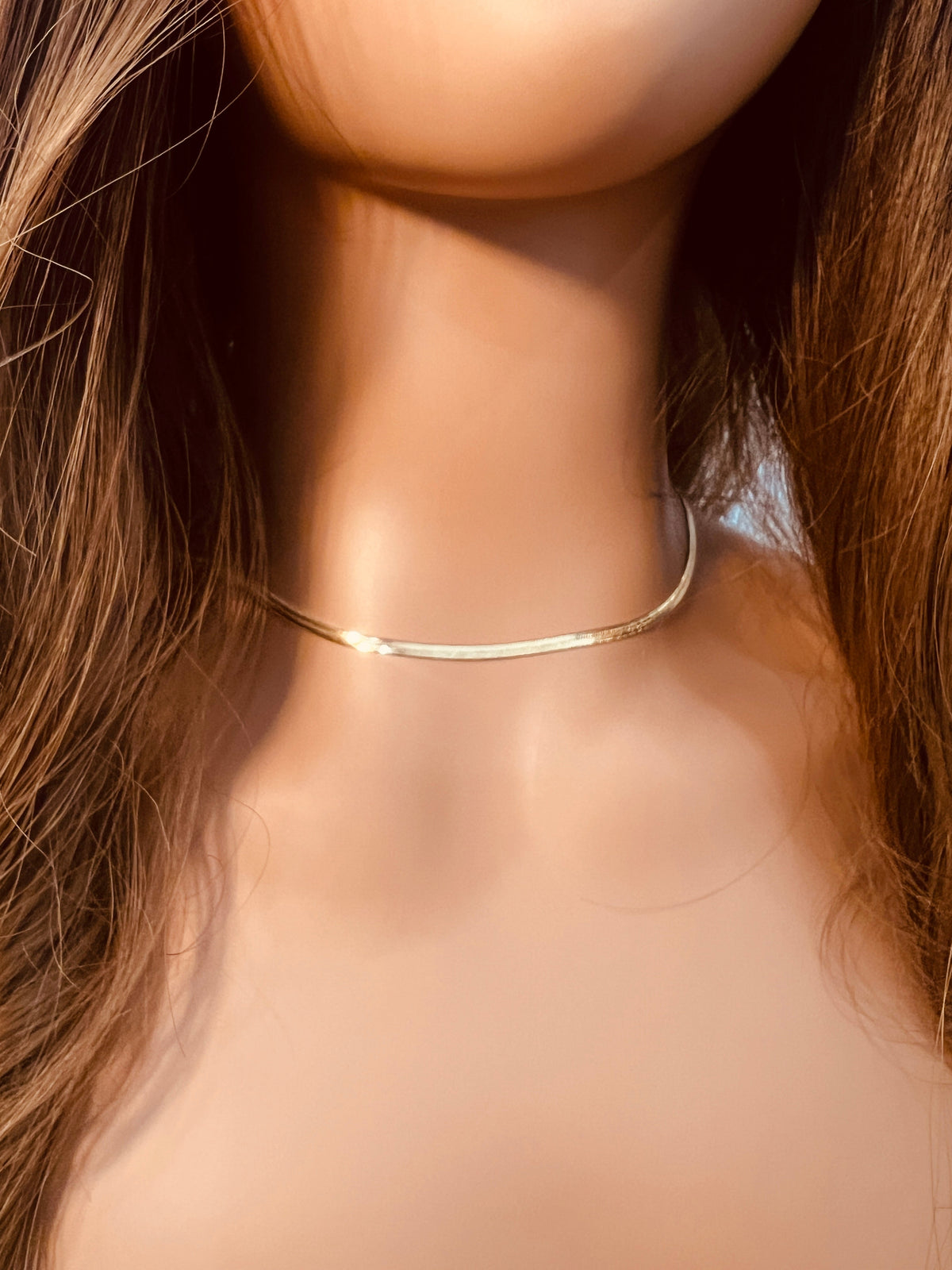 18KT Gold Filled Necklaces, Gold Filled 3mm Herringbone Necklace | Sleek Flat Chain Necklace by HAUS OF MONOGRAM