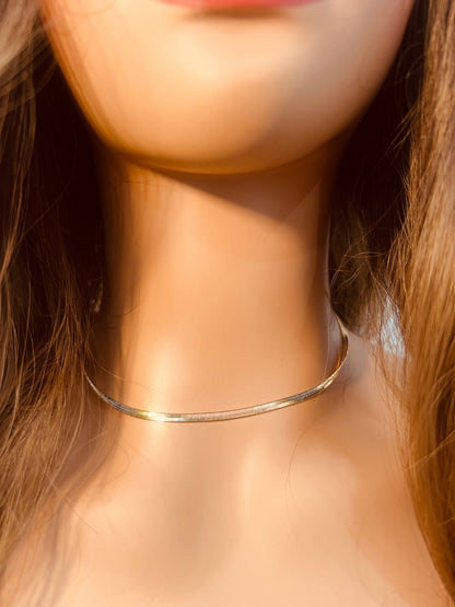 18KT Gold Filled Necklaces, Gold Filled 3mm Herringbone Necklace | Sleek Flat Chain Necklace by HAUS OF MONOGRAM
