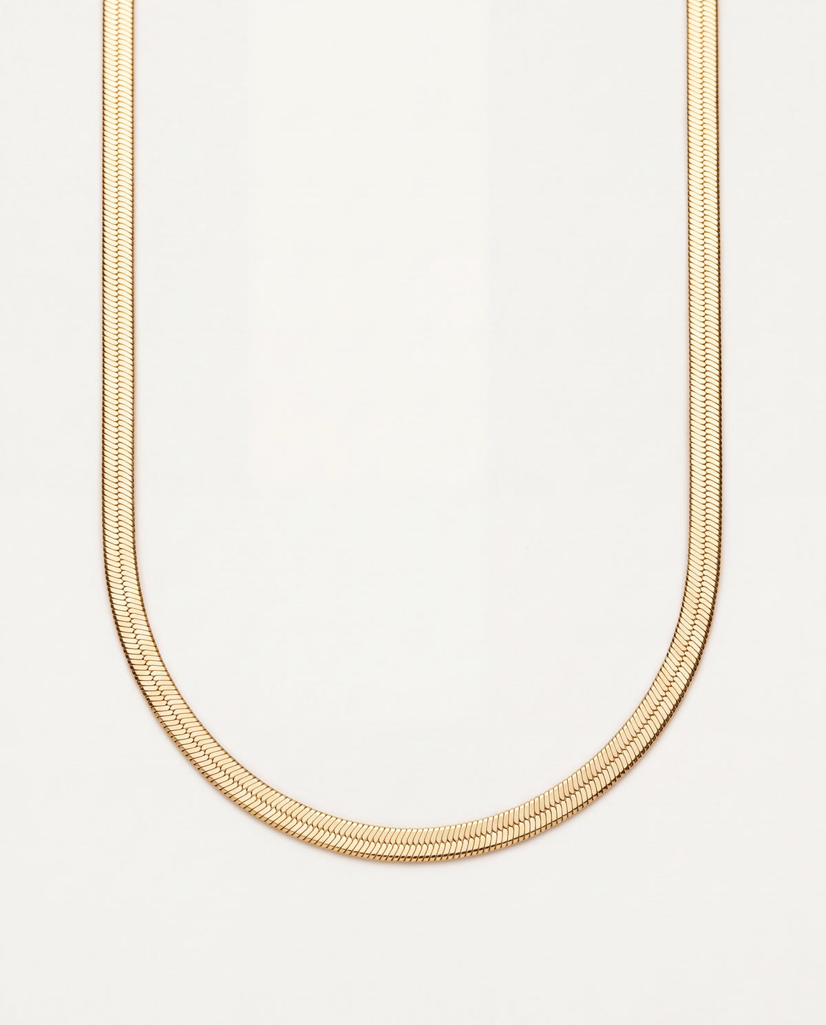 18KT Gold Filled Necklaces, Gold Filled 3mm Herringbone Necklace | Sleek Flat Chain Necklace by HAUS OF MONOGRAM