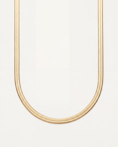 18KT Gold Filled Necklaces, Gold Filled 3mm Herringbone Necklace | Sleek Flat Chain Necklace by HAUS OF MONOGRAM