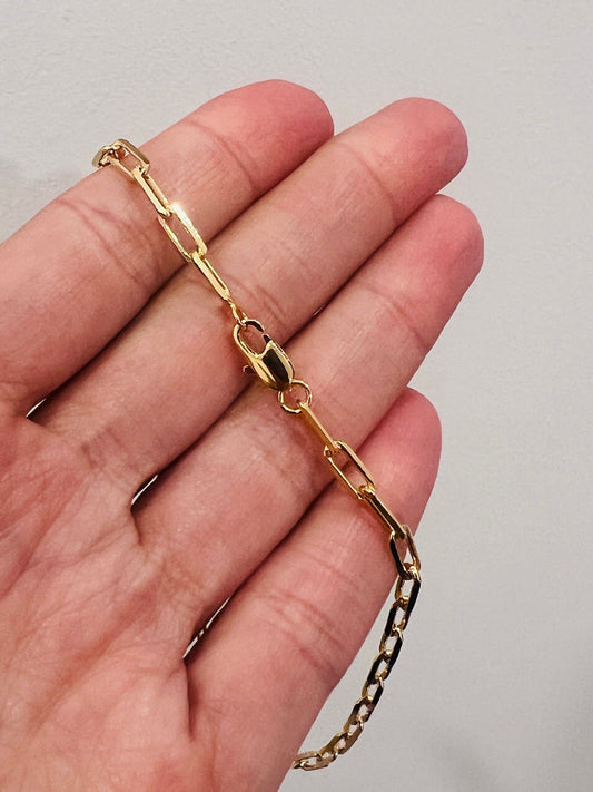 18KT Gold Filled Anklets, Gold Filled 3mm Paperclip Anklet | Minimalist Link Gold Anklet by HAUS OF MONOGRAM
