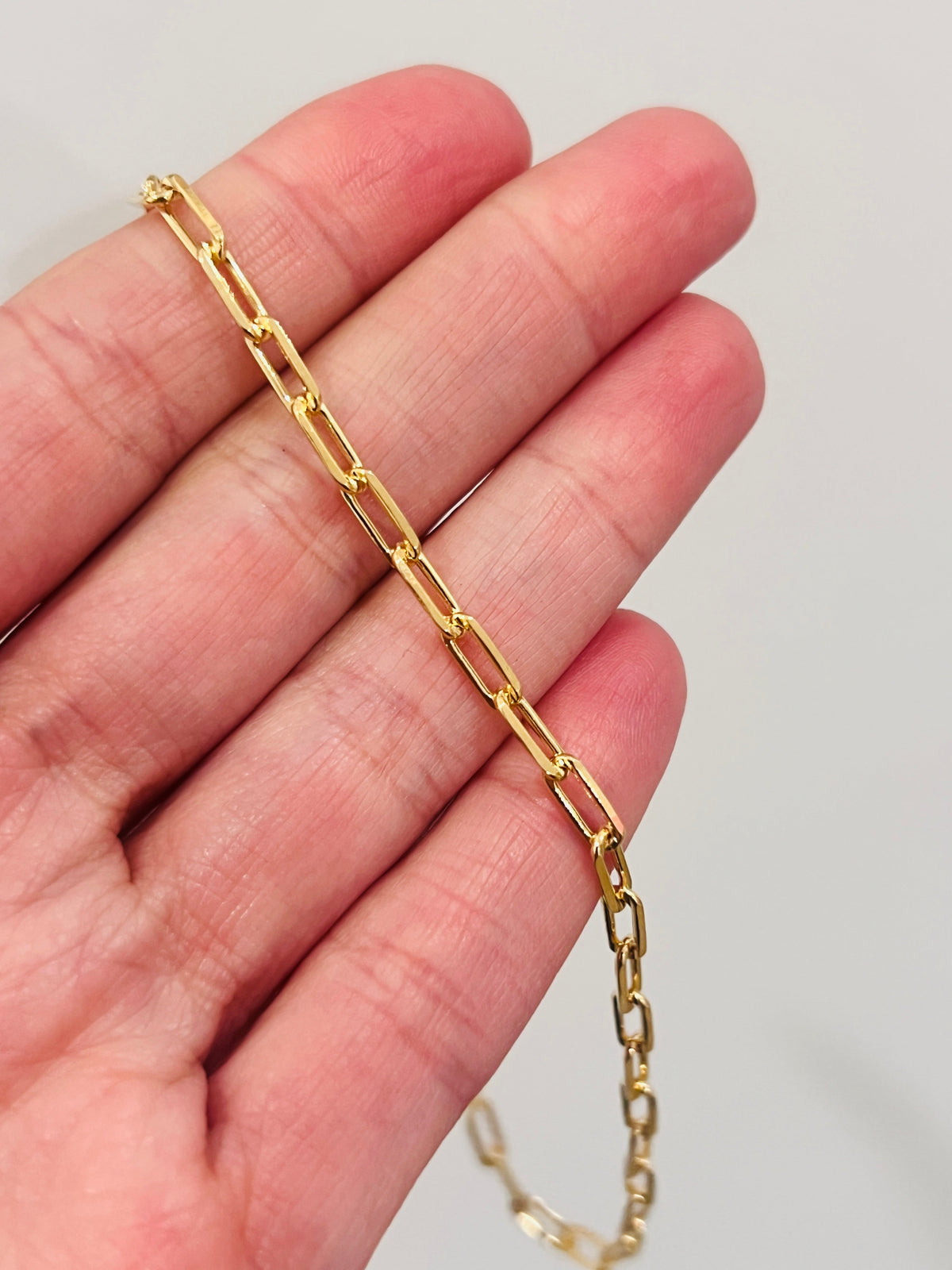18KT Gold Filled Anklets, Gold Filled 3mm Paperclip Anklet | Minimalist Link Gold Anklet by HAUS OF MONOGRAM