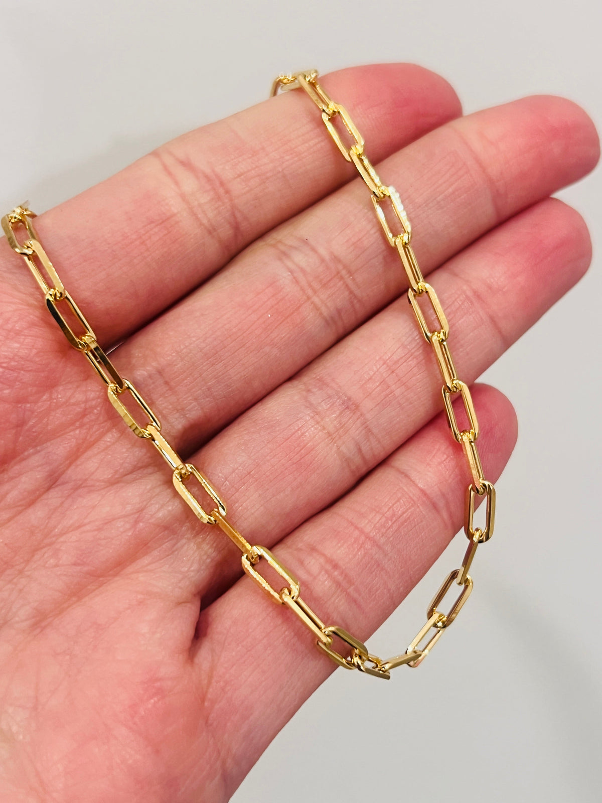 18KT Gold Filled Anklets, Gold Filled 3mm Paperclip Anklet | Minimalist Link Gold Anklet by HAUS OF MONOGRAM