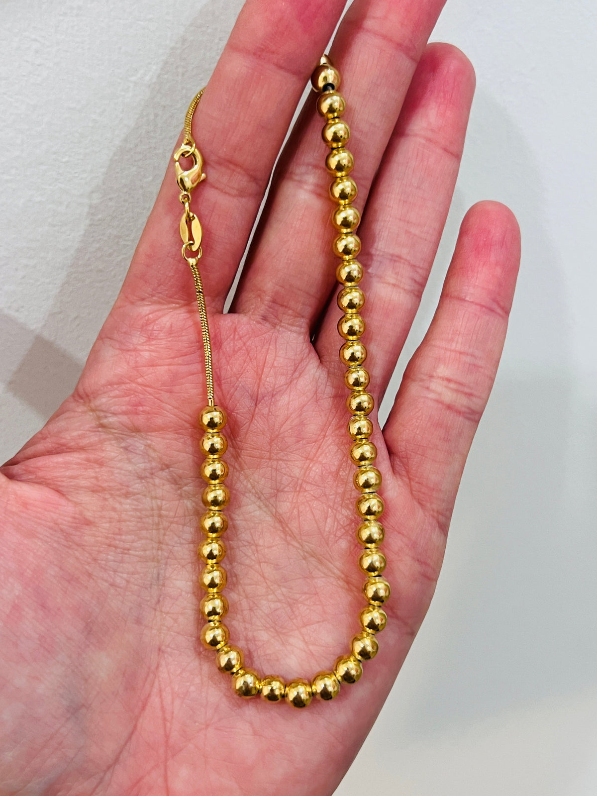 18KT Gold Filled Anklets, Gold Filled 4.5mm Beaded Chain Anklet | Bold Everyday Jewelry by HAUS OF MONOGRAM