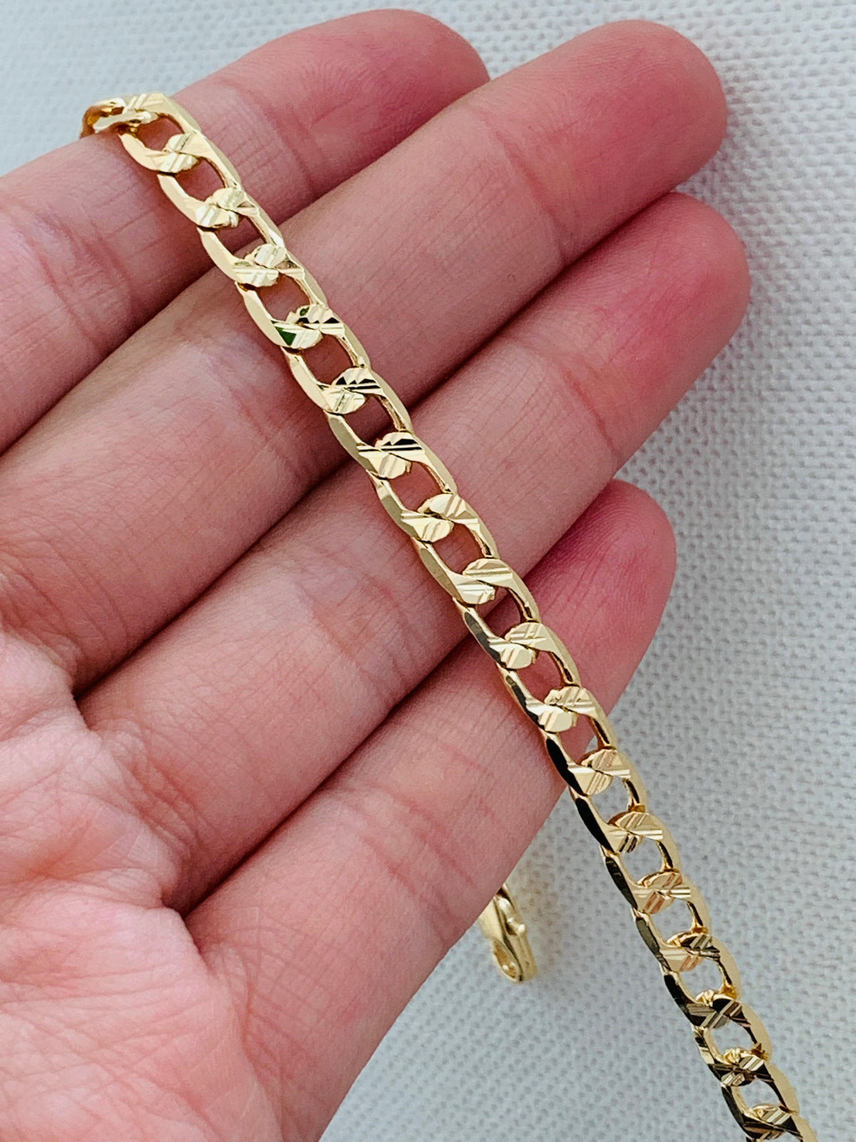18KT Gold Filled Anklets, Gold Filled 4.5mm Beveled Curb Anklet | Gold Chain Anklet Jewelry by HAUS OF MONOGRAM