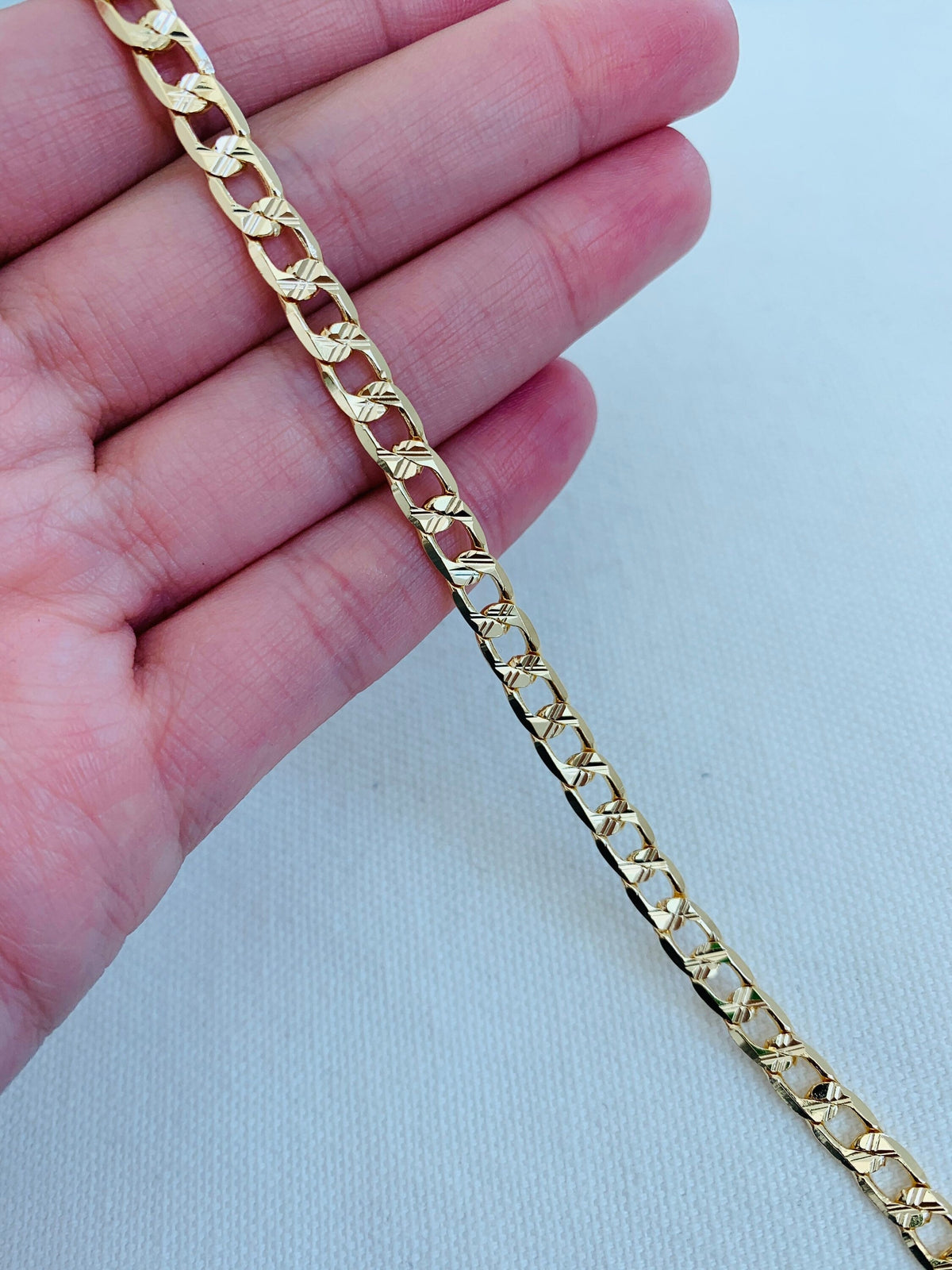 18KT Gold Filled Anklets, Gold Filled 4.5mm Beveled Curb Anklet | Gold Chain Anklet Jewelry by HAUS OF MONOGRAM
