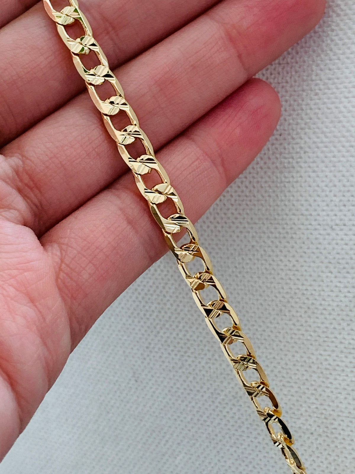 18KT Gold Filled Anklets, Gold Filled 4.5mm Beveled Curb Anklet | Gold Chain Anklet Jewelry by HAUS OF MONOGRAM
