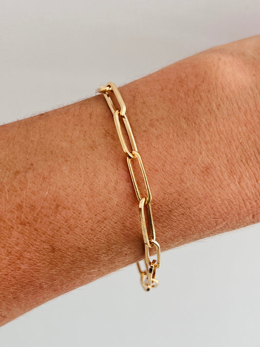 18KT Gold Filled Bracelets, Gold Filled 4.5mm Paperclip Bracelet | Sleek Modern Minimalism by HAUS OF MONOGRAM