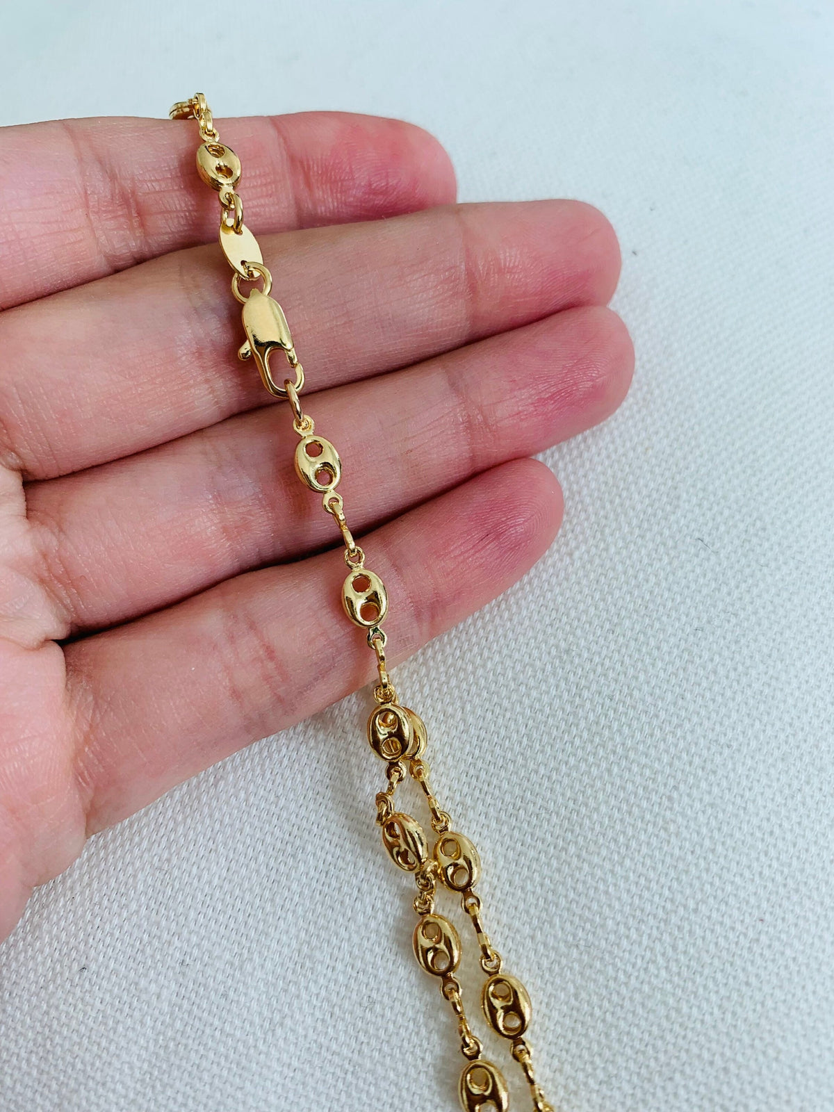 18KT Gold Filled Anklets, Gold Filled 4.5mm Puff Anklet | Statement Gold Ankle Bracelet by HAUS OF MONOGRAM