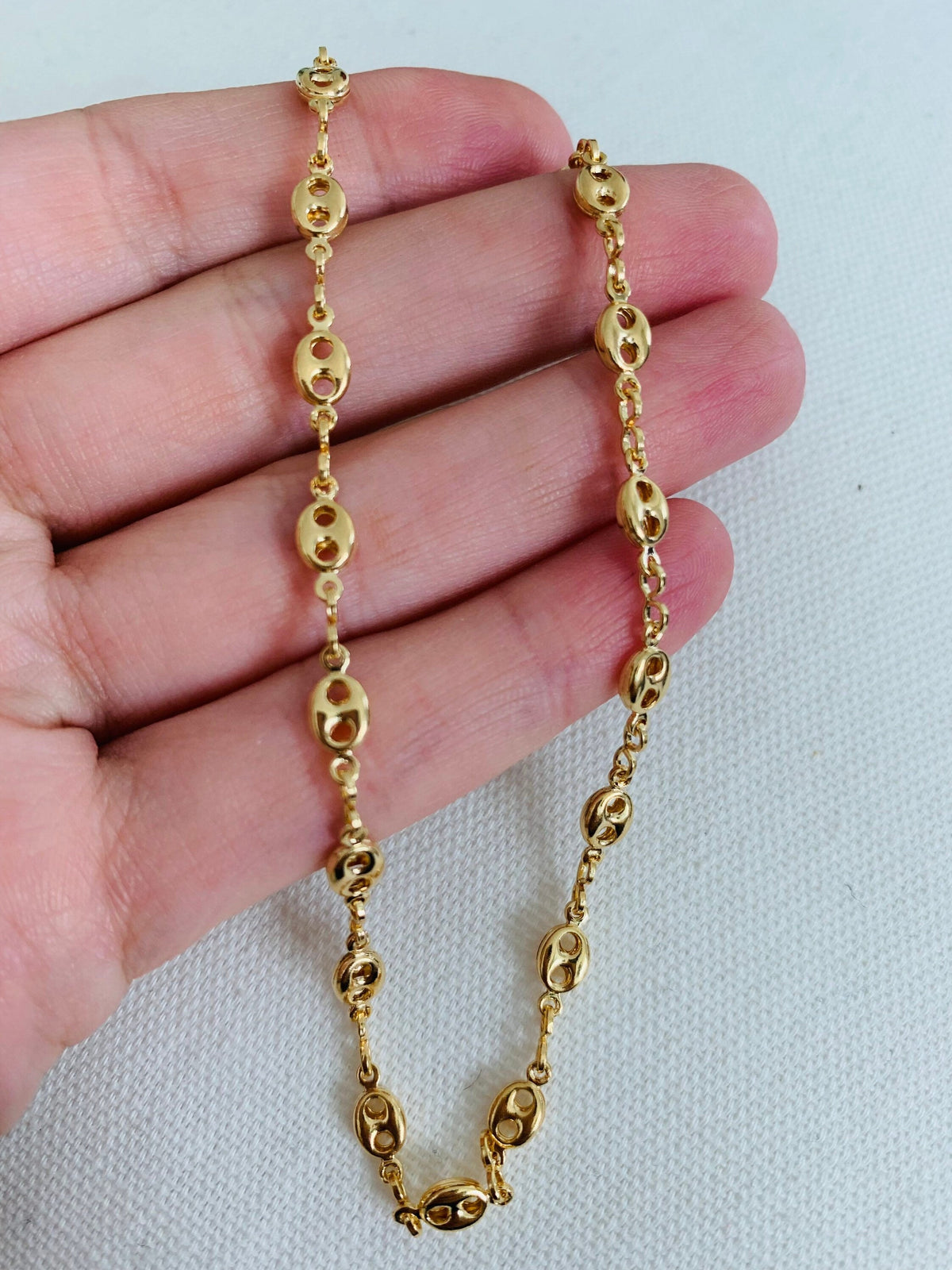 18KT Gold Filled Anklets, Gold Filled 4.5mm Puff Anklet | Statement Gold Ankle Bracelet by HAUS OF MONOGRAM