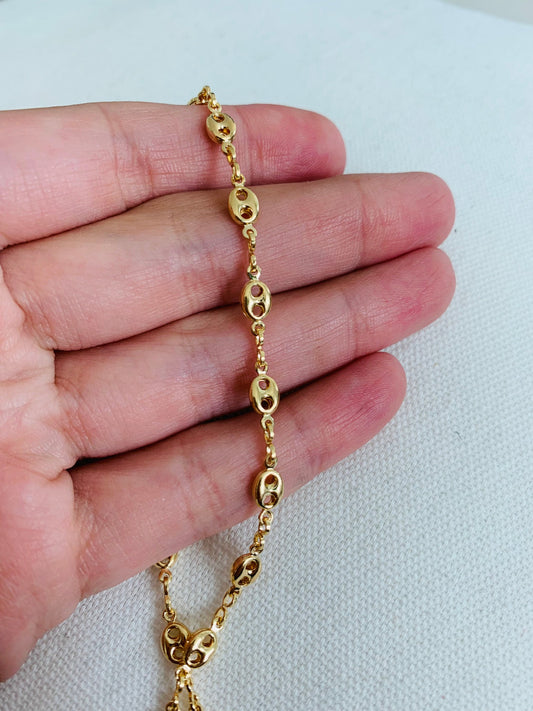 18KT Gold Filled Anklets, Gold Filled 4.5mm Puff Anklet | Statement Gold Ankle Bracelet by HAUS OF MONOGRAM