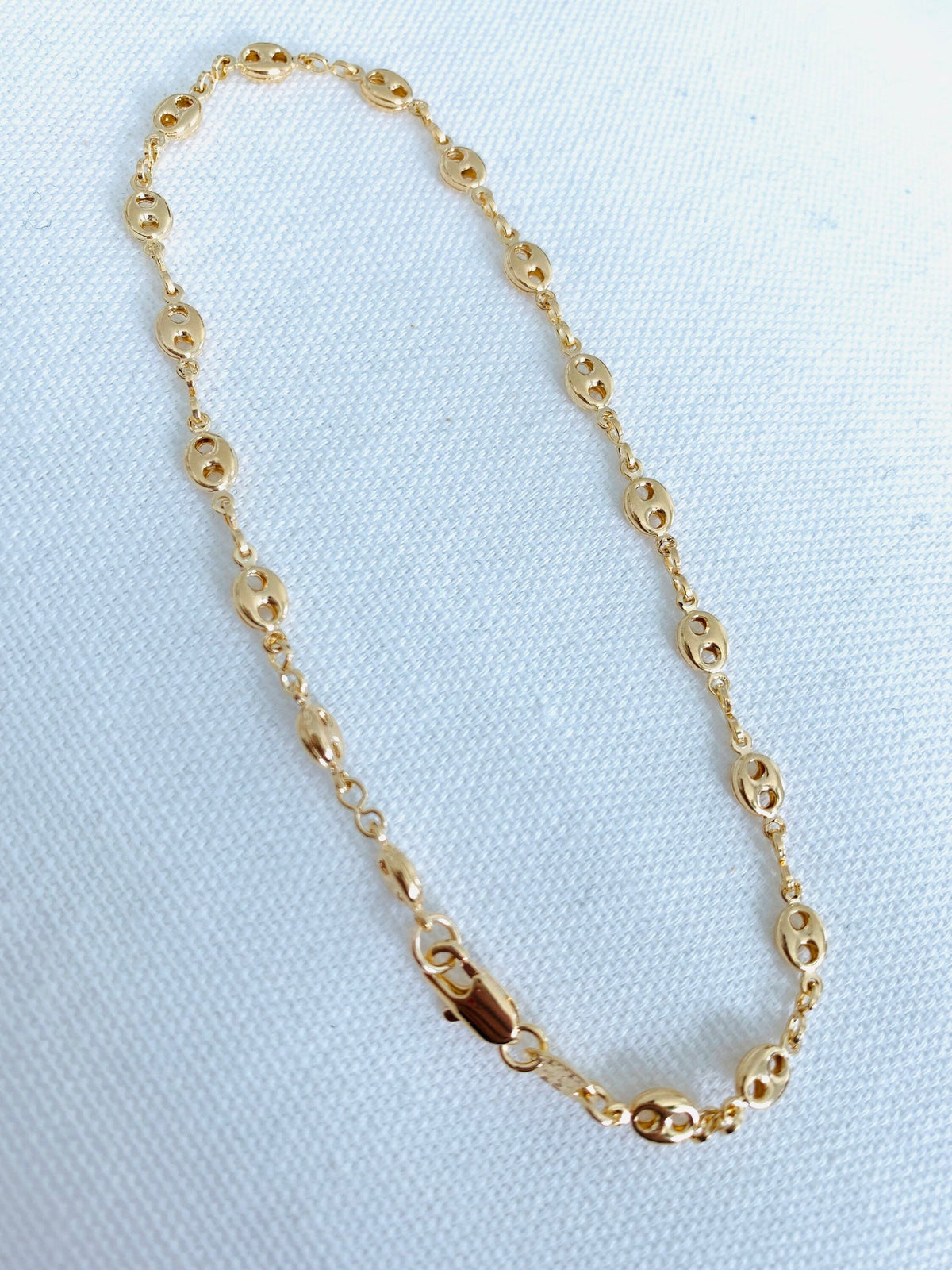 18KT Gold Filled Anklets, Gold Filled 4.5mm Puff Anklet | Statement Gold Ankle Bracelet by HAUS OF MONOGRAM