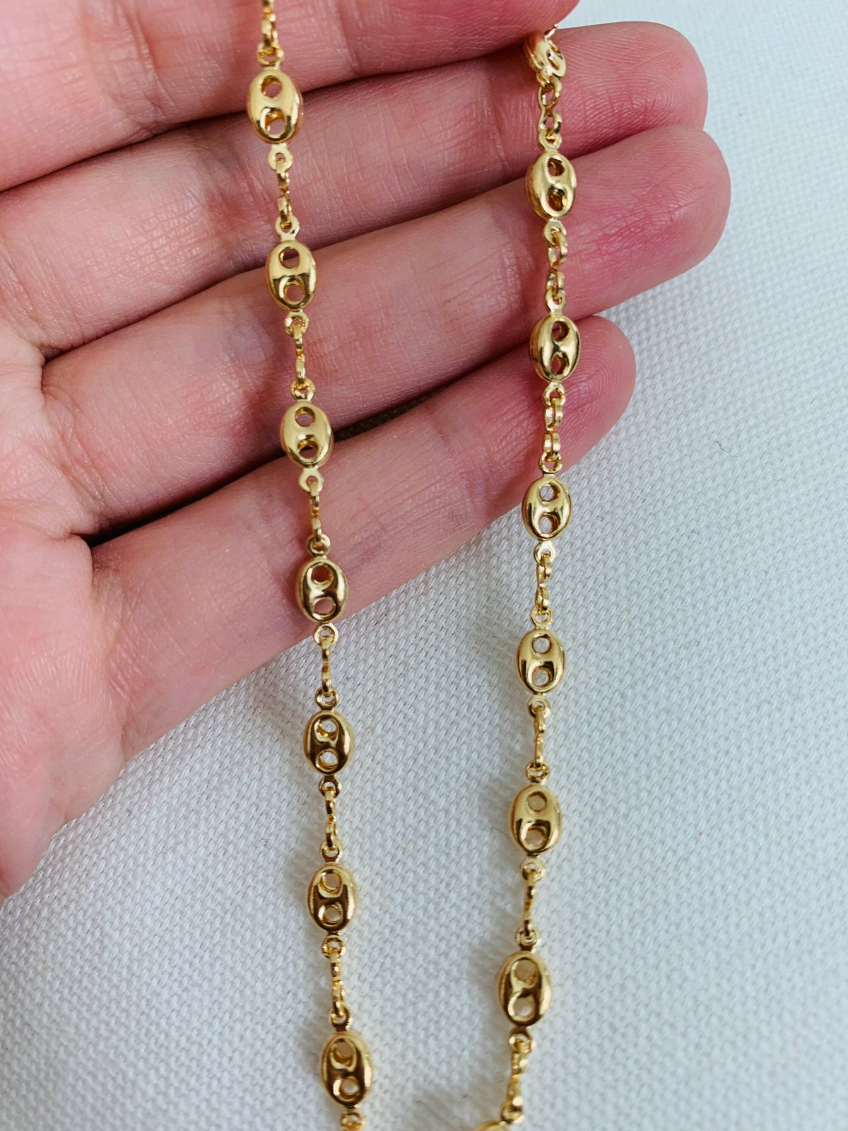 18KT Gold Filled Anklets, Gold Filled 4.5mm Puff Anklet | Statement Gold Ankle Bracelet by HAUS OF MONOGRAM