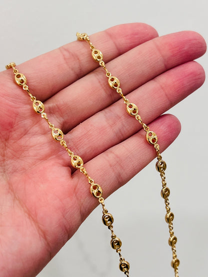 18KT Gold Filled Necklaces, Gold Filled 4.5mm Puff Link Necklace | Bold Shine for Everyday Glam by HAUS OF MONOGRAM
