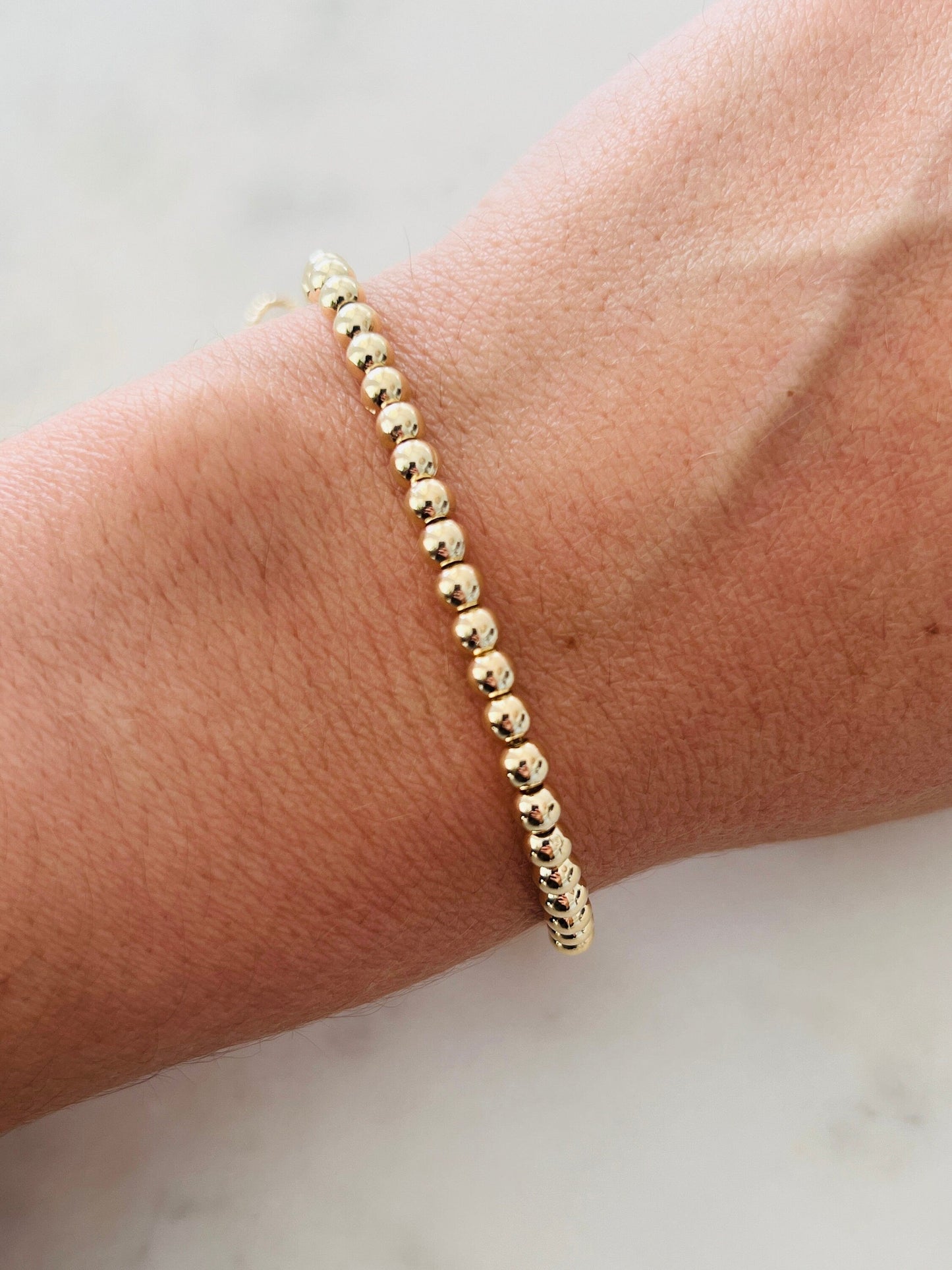 18KT Gold Filled Bracelets, Gold Filled 4mm Beaded Bracelet | Classic Everyday Jewelry by HAUS OF MONOGRAM