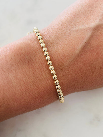 18KT Gold Filled Bracelets, Gold Filled 4mm Beaded Bracelet | Classic Everyday Jewelry by HAUS OF MONOGRAM