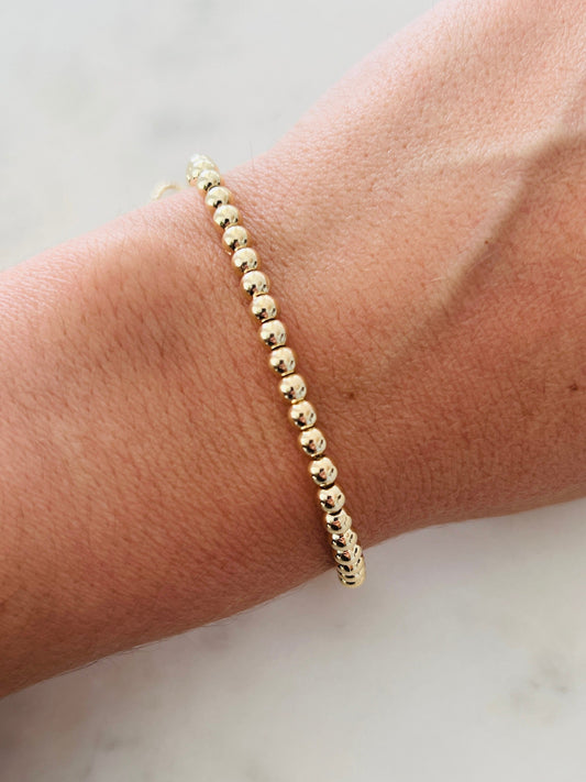 18KT Gold Filled Bracelets, Gold Filled 4mm Beaded Bracelet | Classic Everyday Jewelry by HAUS OF MONOGRAM