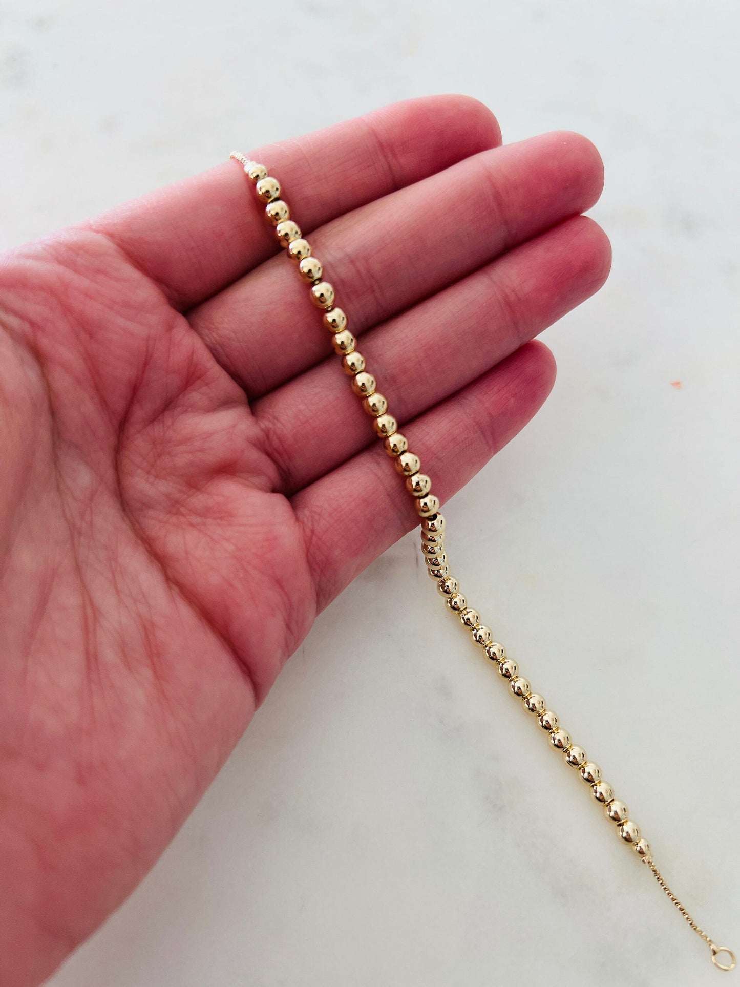18KT Gold Filled Bracelets, Gold Filled 4mm Beaded Bracelet | Classic Everyday Jewelry by HAUS OF MONOGRAM