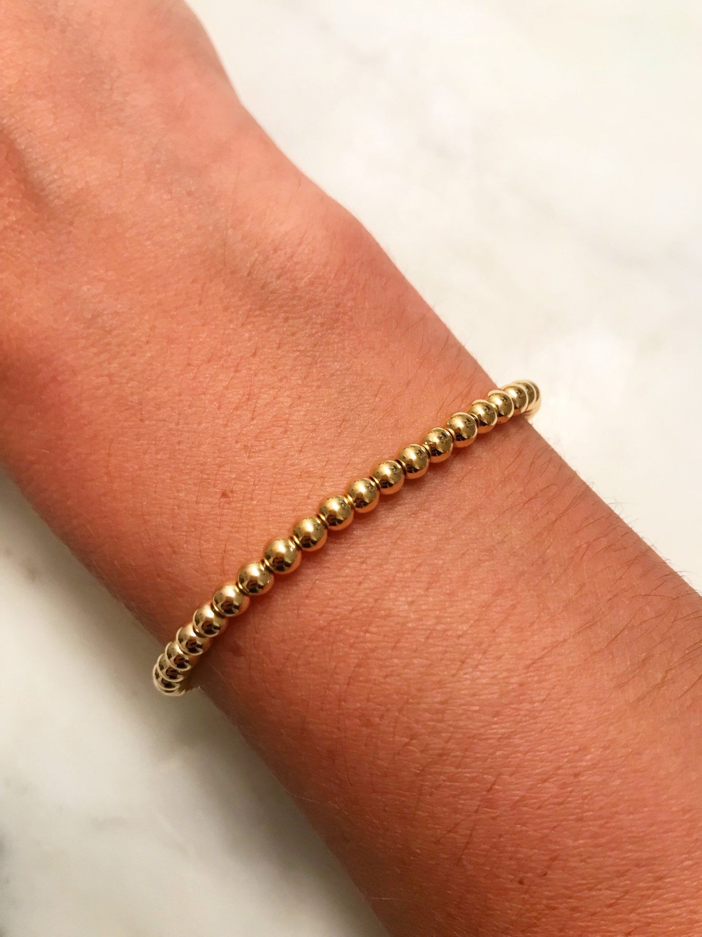 18KT Gold Filled Bracelets, Gold Filled 4mm Beaded Bracelet | Classic Everyday Jewelry by HAUS OF MONOGRAM