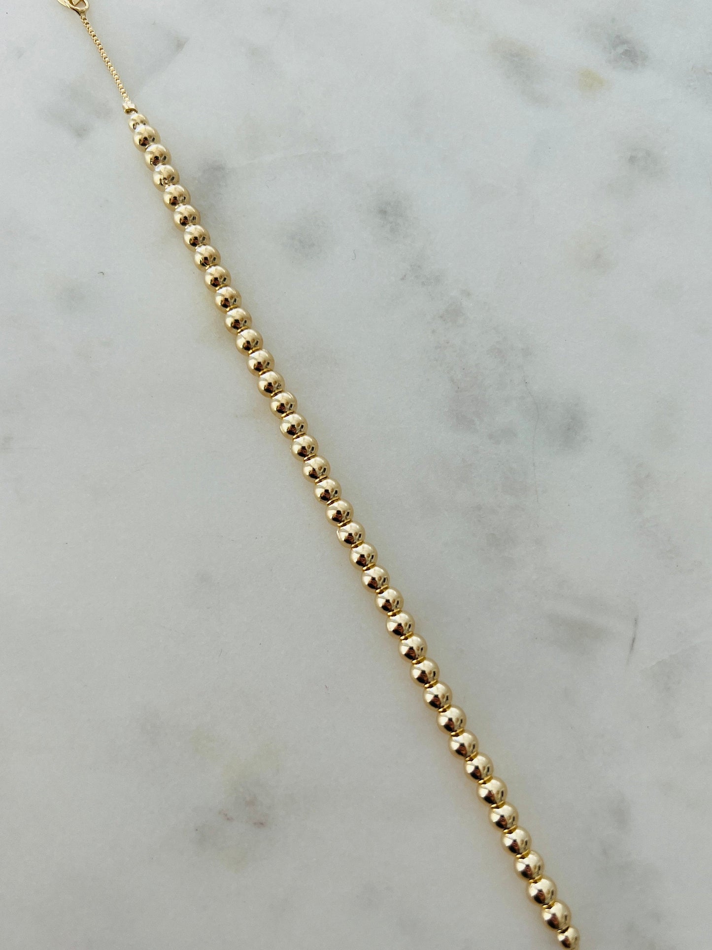 18KT Gold Filled Bracelets, Gold Filled 4mm Beaded Bracelet | Classic Everyday Jewelry by HAUS OF MONOGRAM