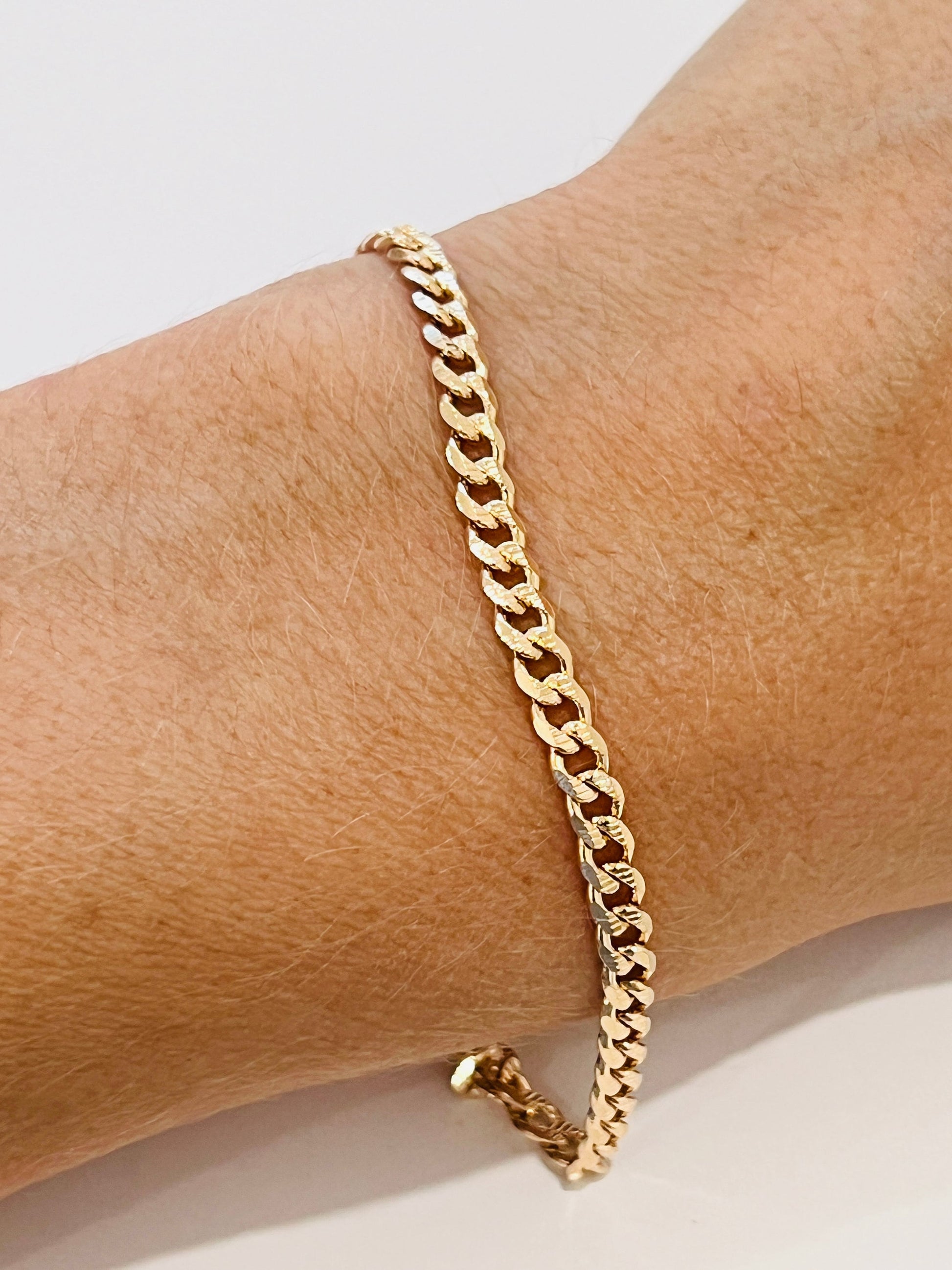 18KT Gold Filled Bracelets, Gold Filled 4mm Curb Bracelet | Bold Everyday Essential by HAUS OF MONOGRAM
