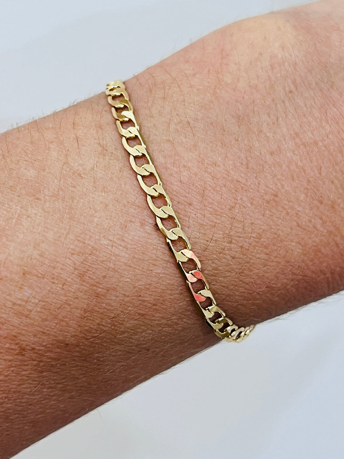 18KT Gold Filled Bracelets, Gold Filled 4mm Curb Bracelet | Classic Bold Shine by HAUS OF MONOGRAM