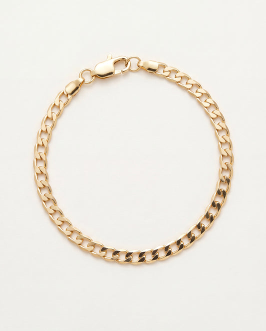 18KT Gold Filled Bracelets, Gold Filled 4mm Curb Bracelet | Classic Bold Shine by HAUS OF MONOGRAM