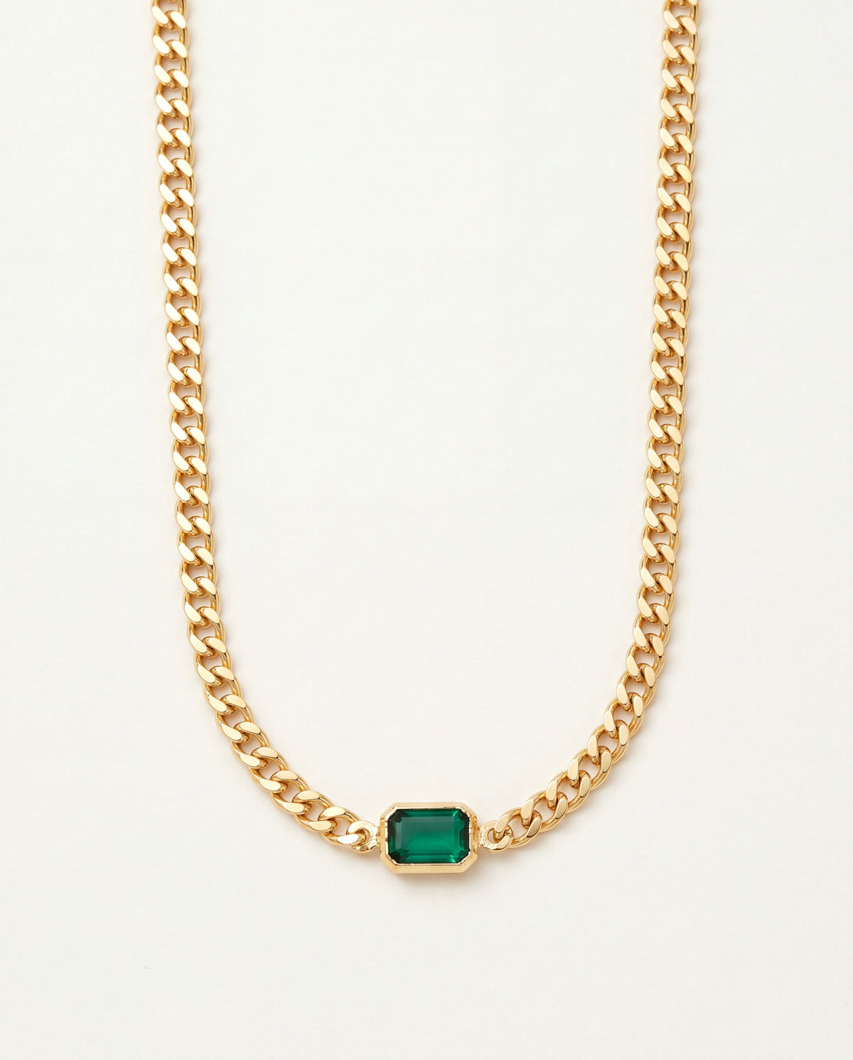 18KT Gold Filled Necklaces, Gold Filled 4mm Curb Gemstone Necklace | Dainty Radiance with a Touch of Color by HAUS OF MONO...