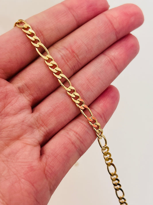 18KT Gold Filled Anklets, Gold Filled 4mm Figaro Anklet | Classic Chain with Modern Shine by HAUS OF MONOGRAM